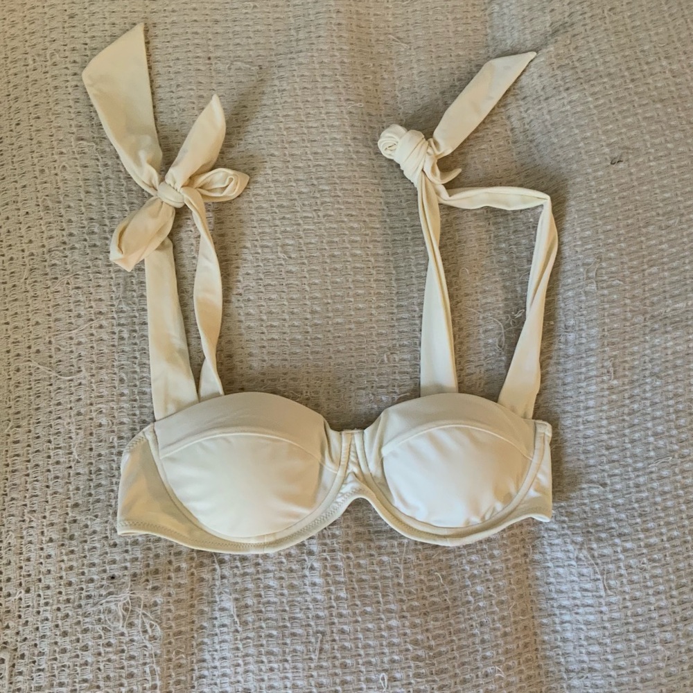 Strawberry Milk Mob White Lotus Bow Tie Underwire Bikini Swim Top Bridal Vacatio